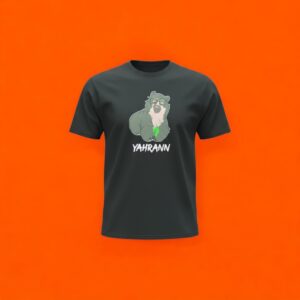Camiseta Manga Curta Preta com Yahran Colorido