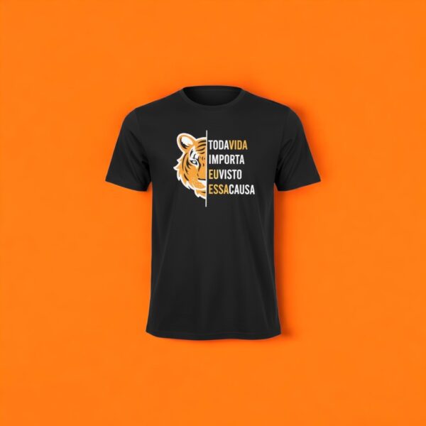 Camiseta Tigre Meia Face - Preto - Manga Curta