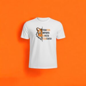 Camiseta Tigre Meia Face - Branca - Manga Curta