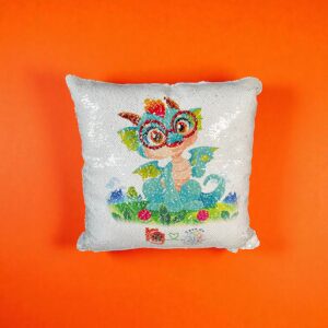 Almofada com imagem estampada do Dragão Bruno, personagem do livro.